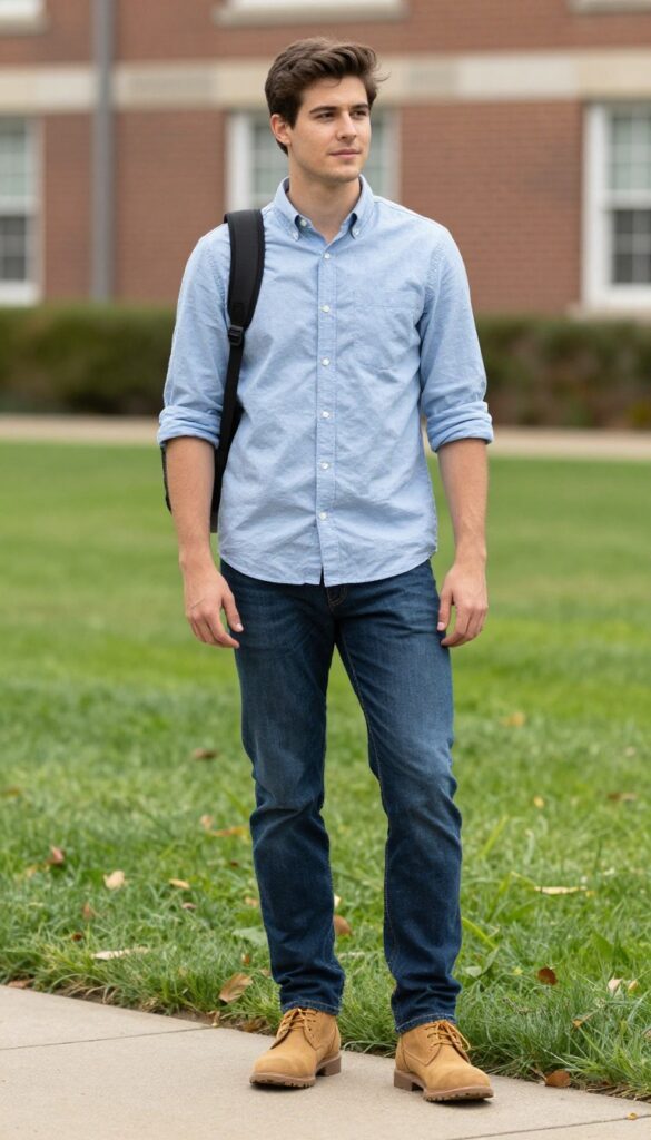8. The Oxford Shirt with Dark Jeans