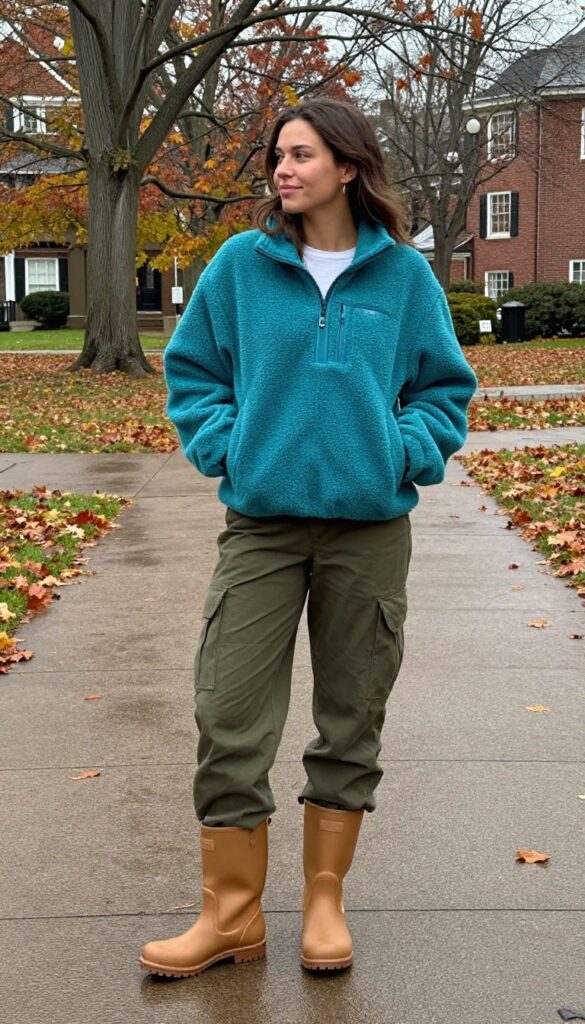 10. Fleece Jacket + Cargo Pants + Bean Boots