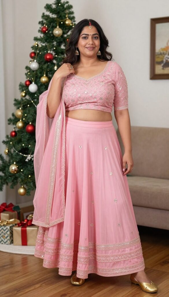 9. Gota Patti Lehenga in Pink with Full Sleeves Blouse