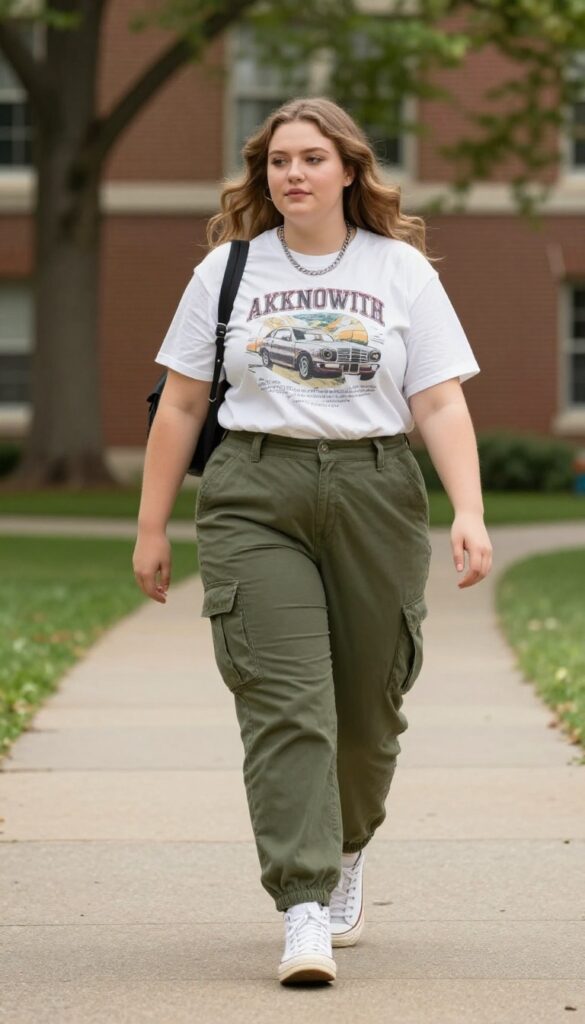 11. Graphic Tee + Cargo Pants + High-Top Sneakers