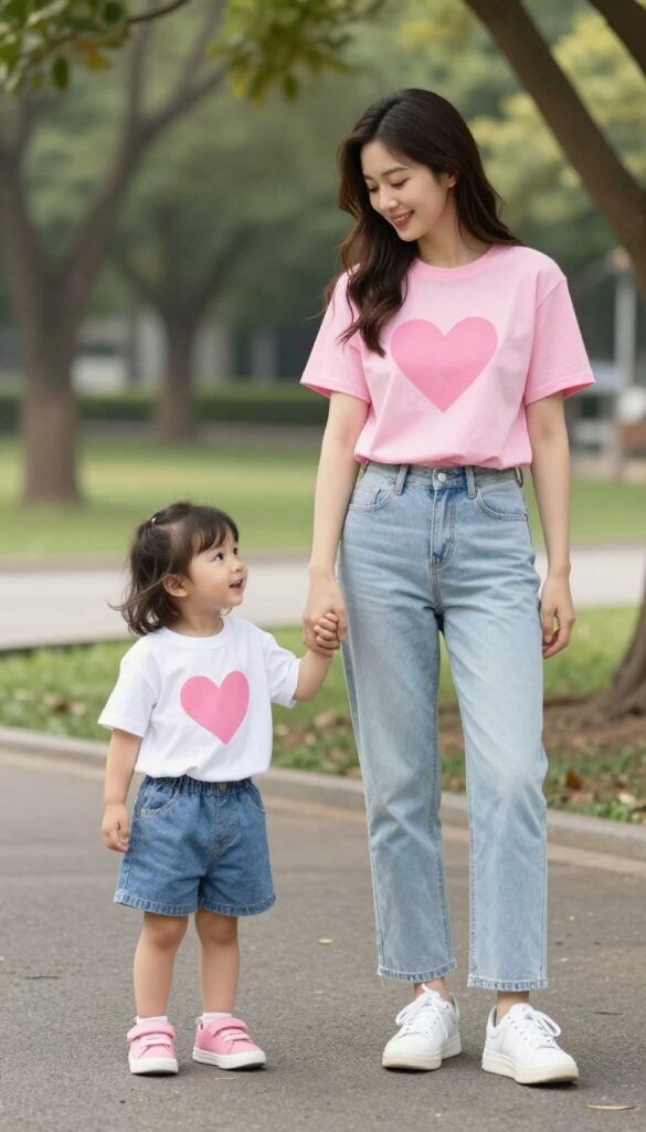 10. Graphic Tees with Coordinating Colors