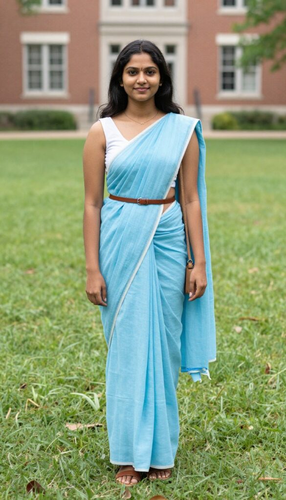7. Cotton Saree with a Belt