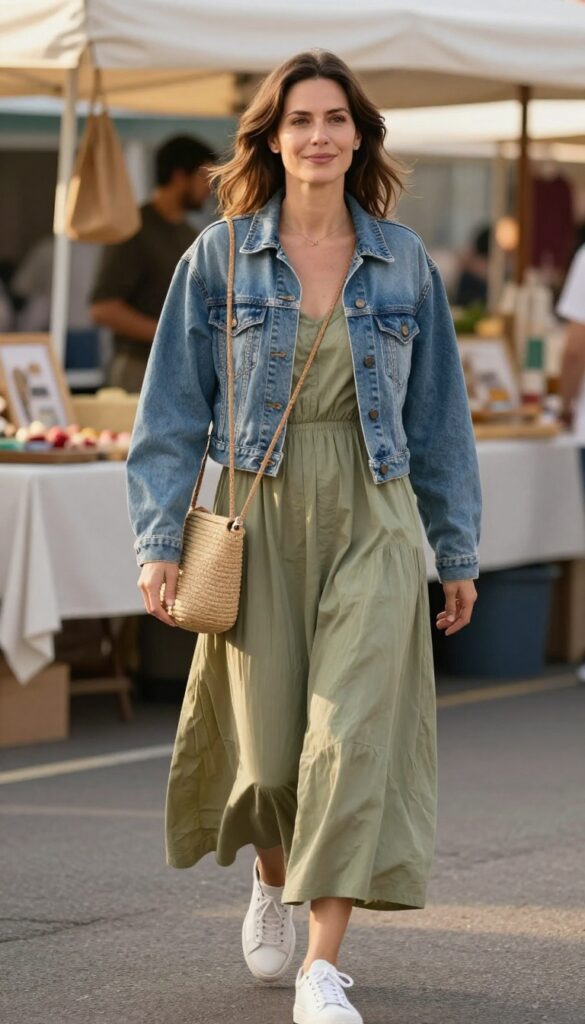 8. Maxi Dress with a Denim Jacket