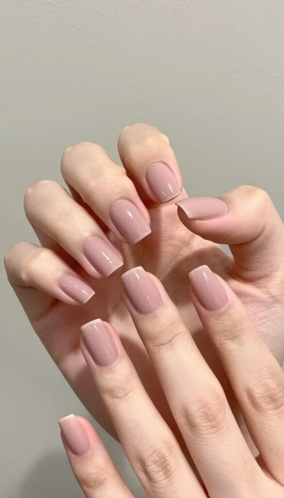 Short square nails with smoky plum matte finish