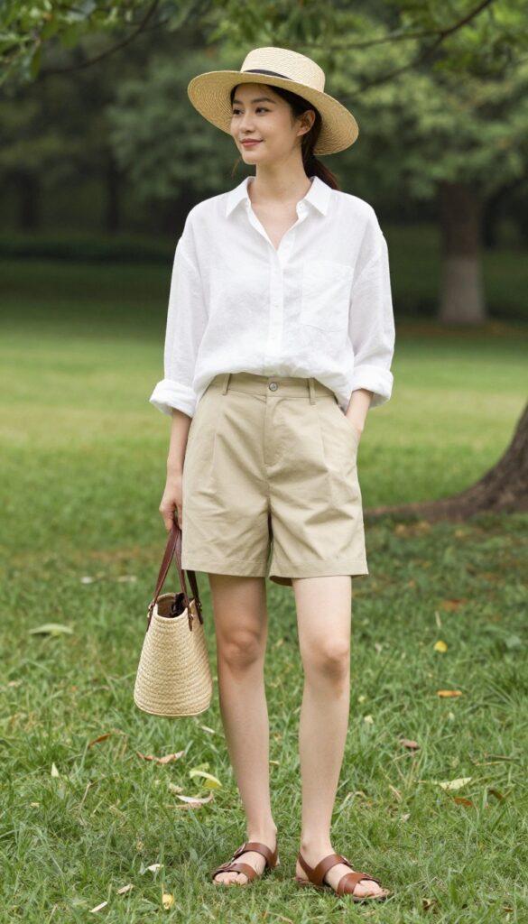 9. Linen Button-Down and Tailored Shorts