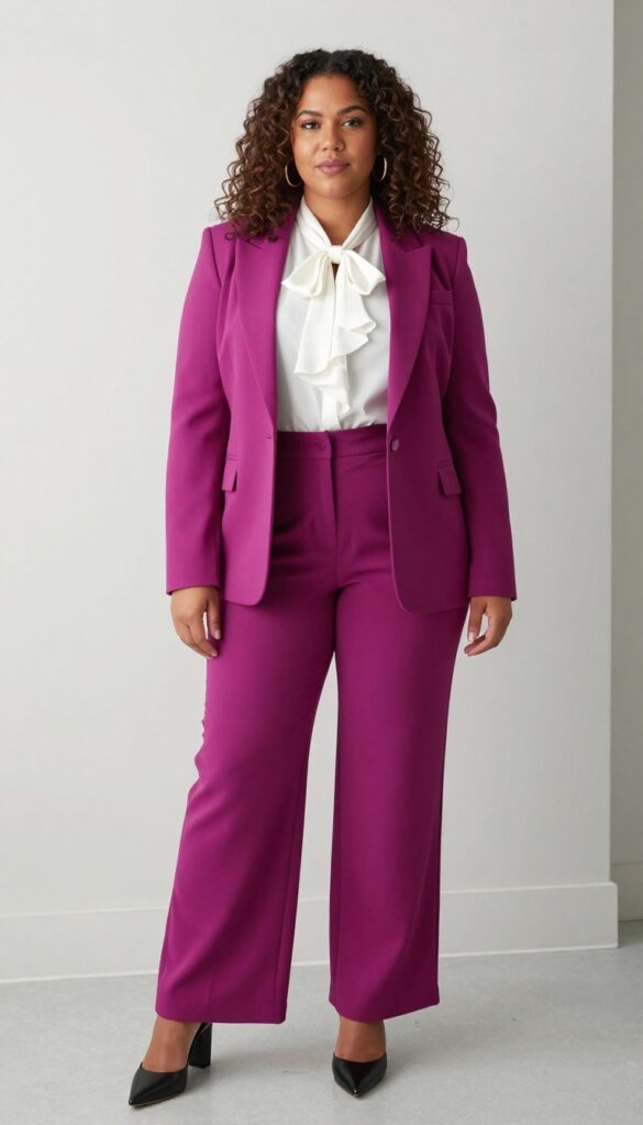 2. Power Suit with a Bold Blouse