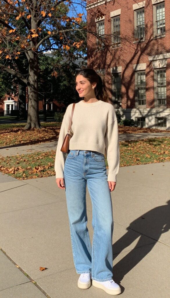 7. Wide-Leg Jeans and a Cropped Sweater
