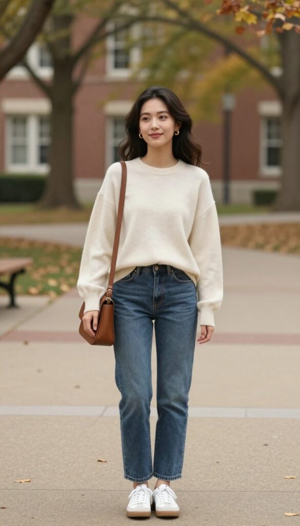 1. Classic Denim and a Cozy Sweater