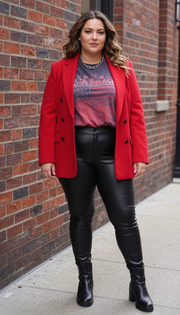 7. Leather Leggings with an Oversized Blazer