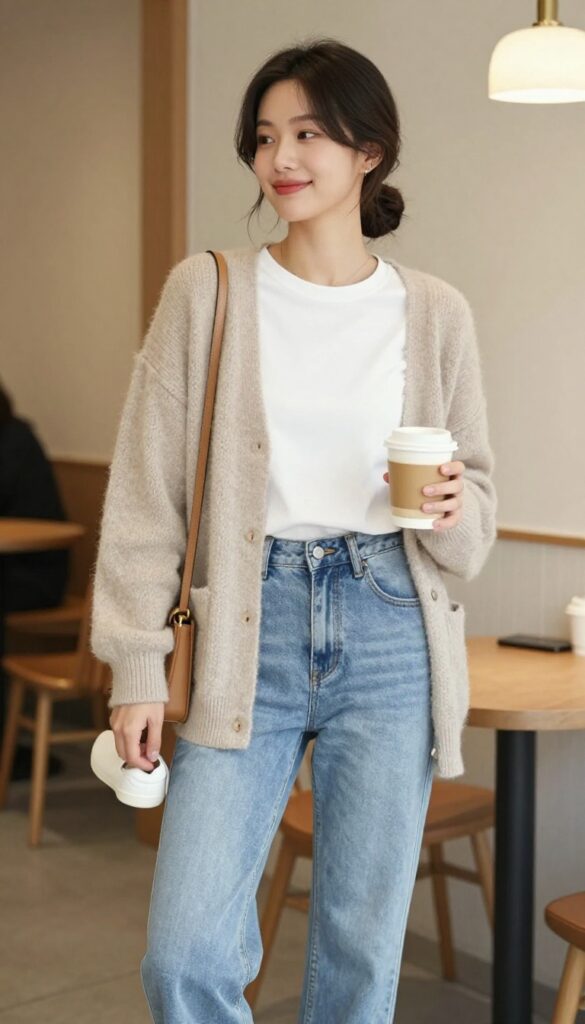 1. Casual Coffee Date with a Cardigan