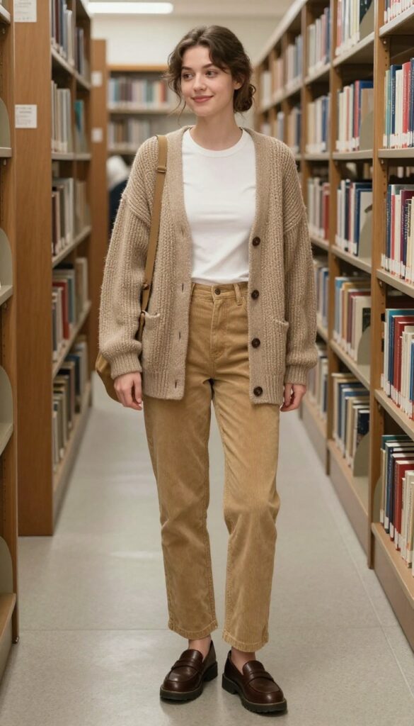 11. Corduroy Pants and a Cozy Cardigan