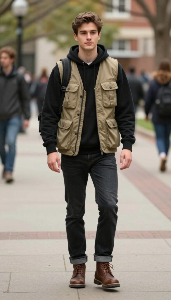 11. The Utility Vest with a Hoodie