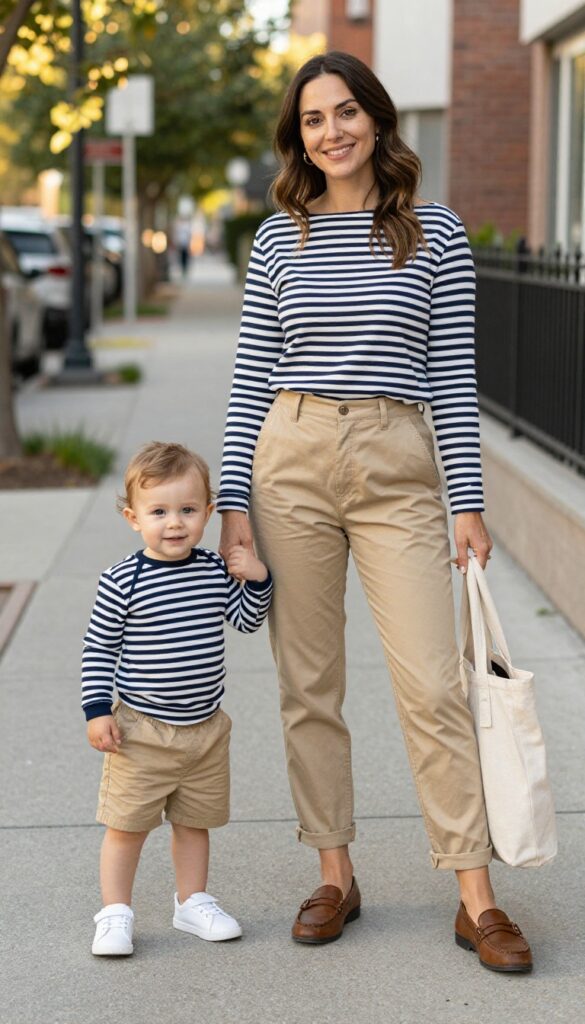 5. Striped Shirt and Chinos