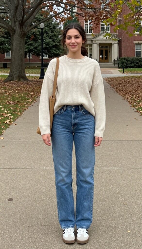 1. Classic Jeans and a Cozy Sweater