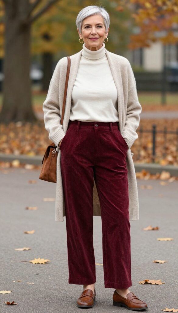6. Corduroy Pants with a Turtleneck