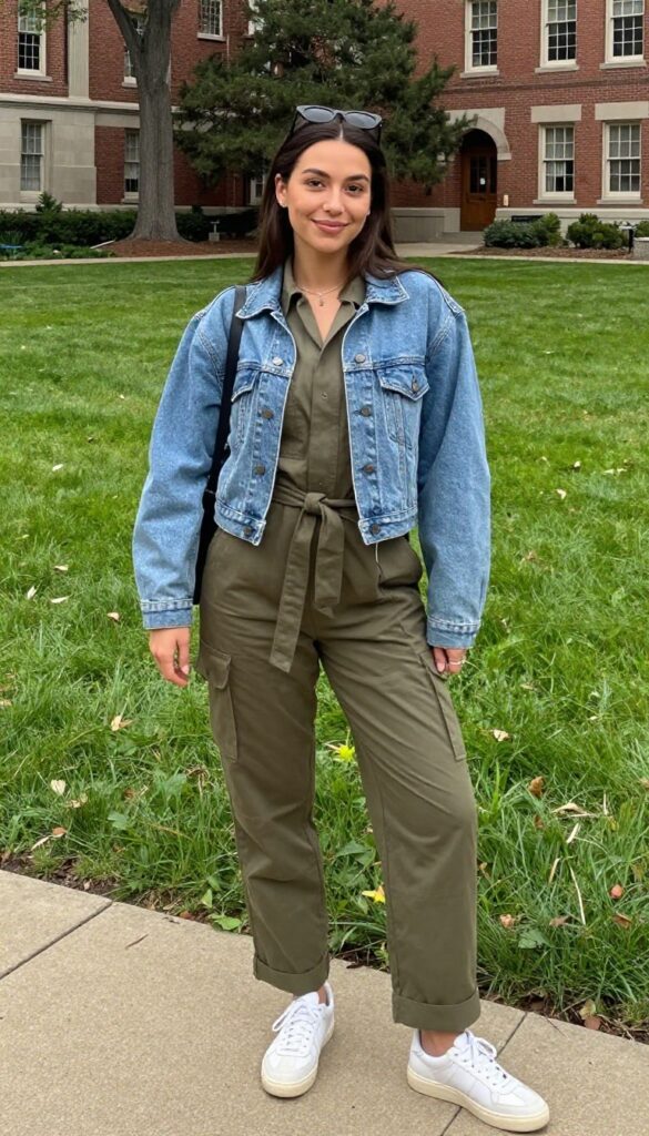 12. Jumpsuit and Denim Jacket