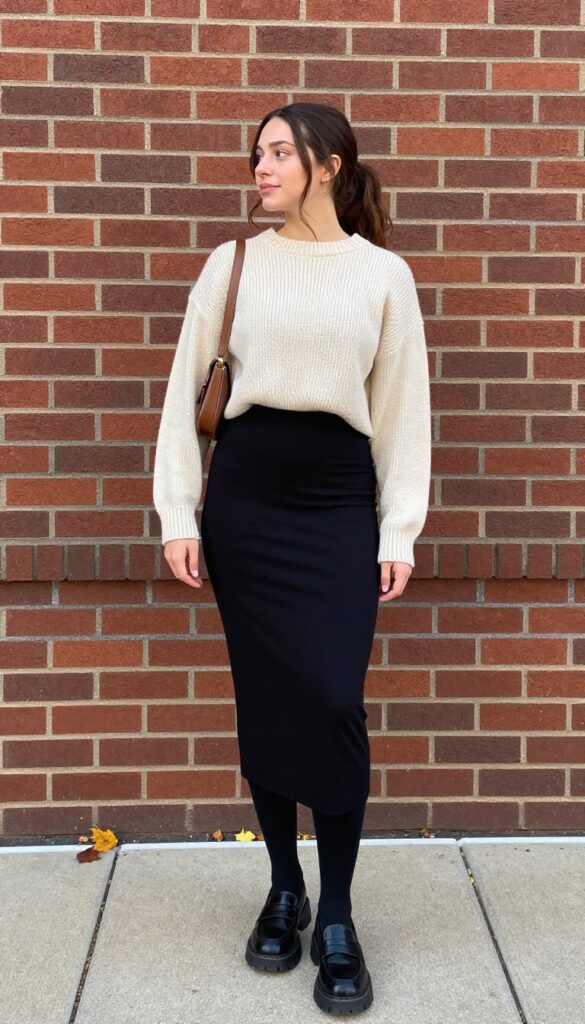 12. Cropped Sweater and High-Waisted Skirt
