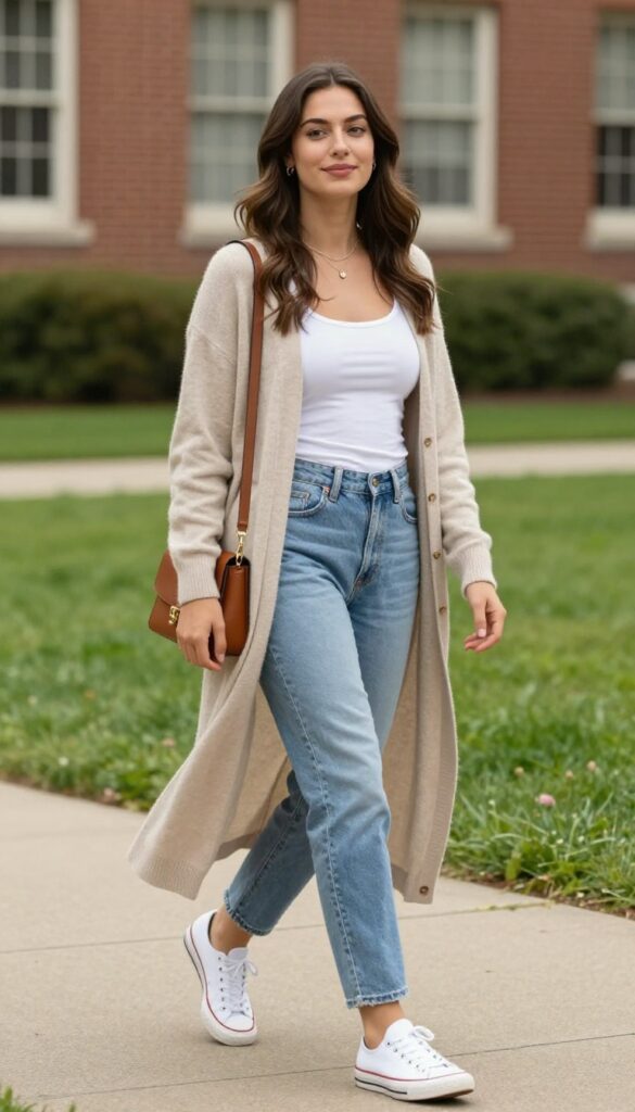 7. Cardigan and Mom Jeans