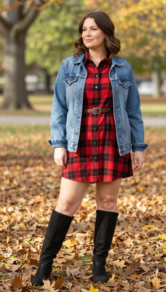 5. Plaid Shirt Dress and a Belt