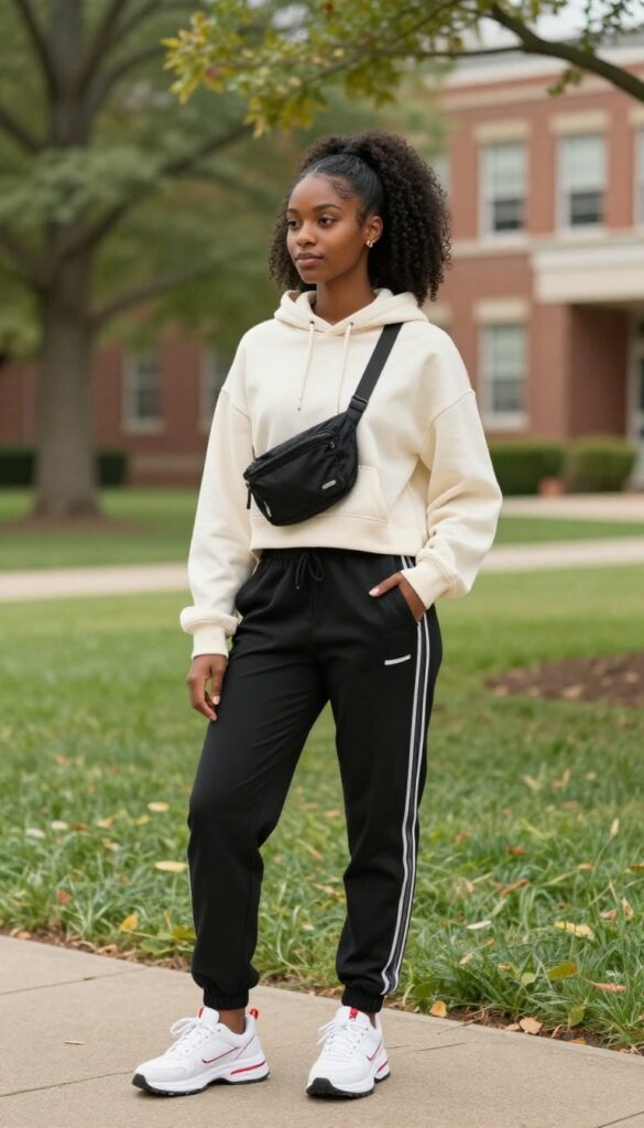 13. Track Pants + Cropped Hoodie + Dad Sneakers