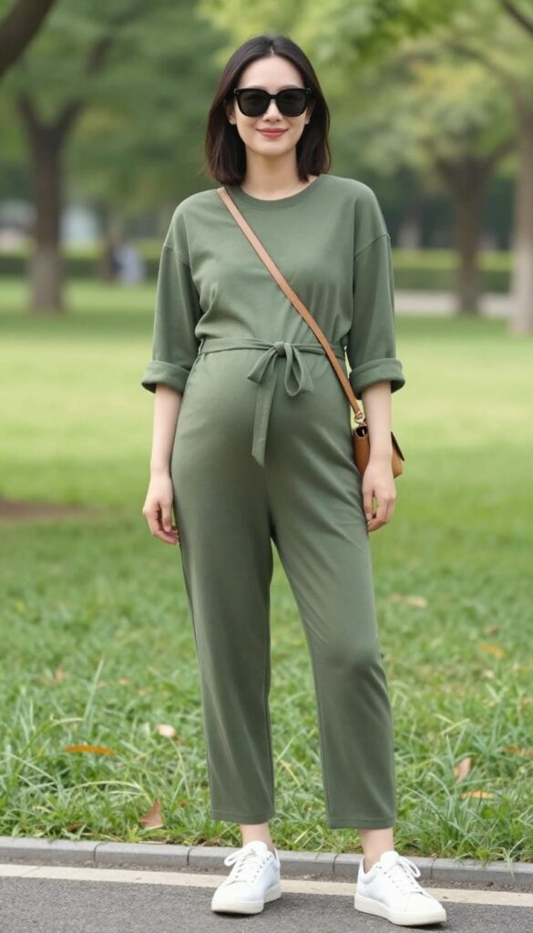 6. Jumpsuit with a Belted Waist and Sneakers