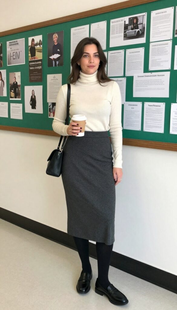 7. Turtleneck with a Pleated Skirt