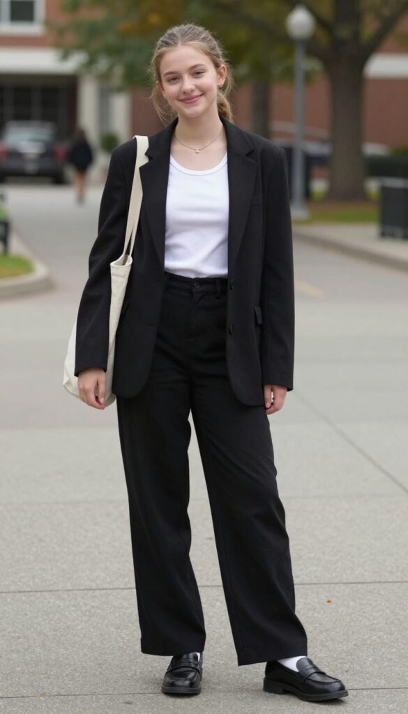 6. Wide-Leg Trousers and a Fitted Top