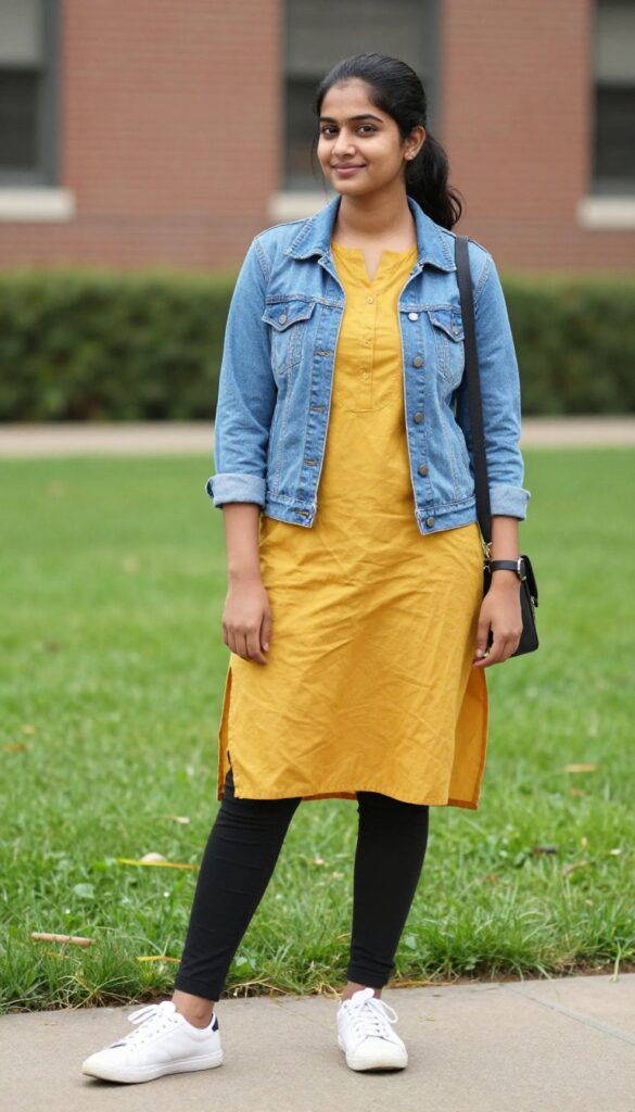 7. Denim Jacket over Kurti