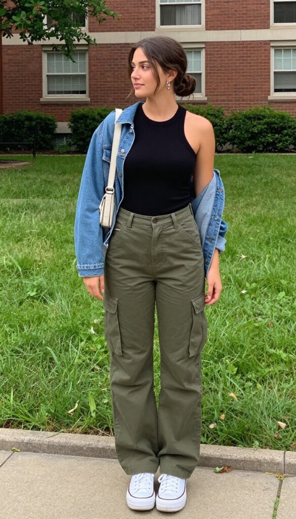 7. Cargo Pants and a Ribbed Tank