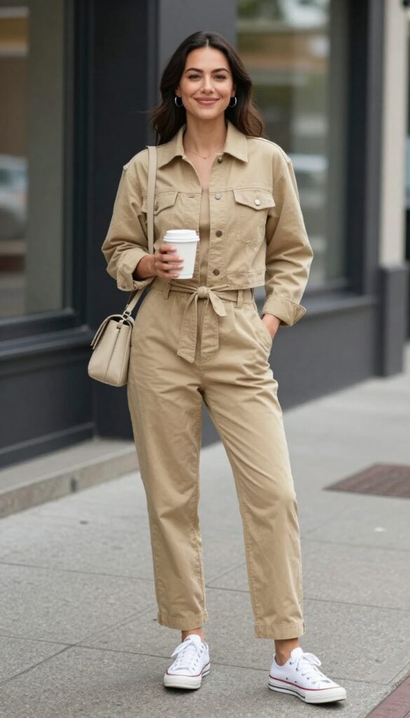 6. The Jumpsuit Shortcut with a Denim Jacket