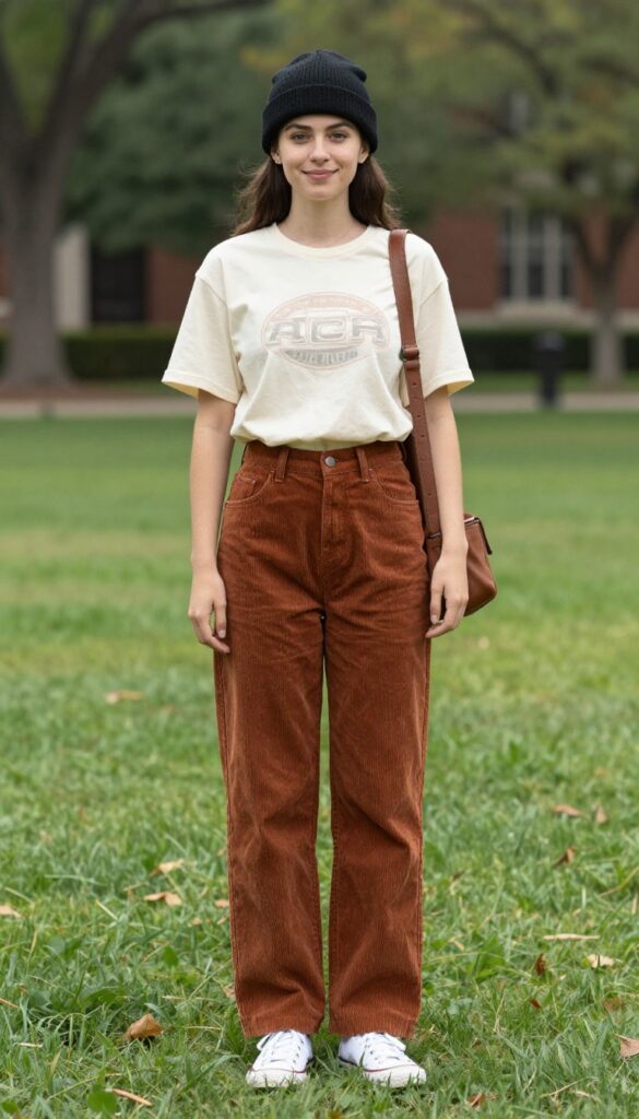 8. Graphic Tee and Corduroy Pants