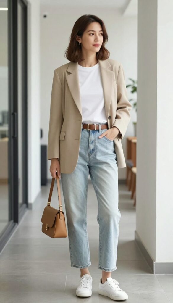 10. Blazer and White Sneakers