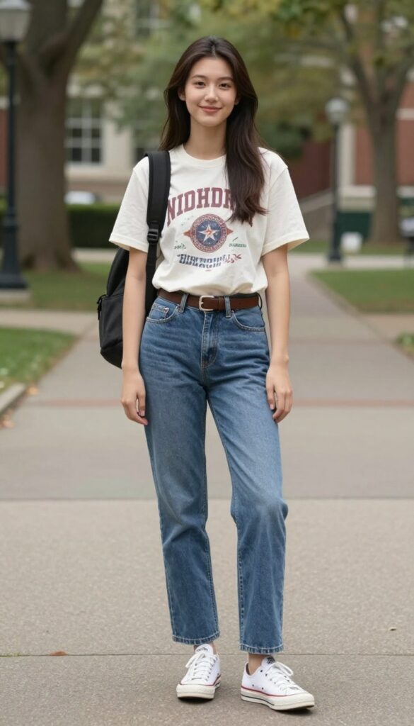 8. Graphic Tee and Straight-Leg Jeans