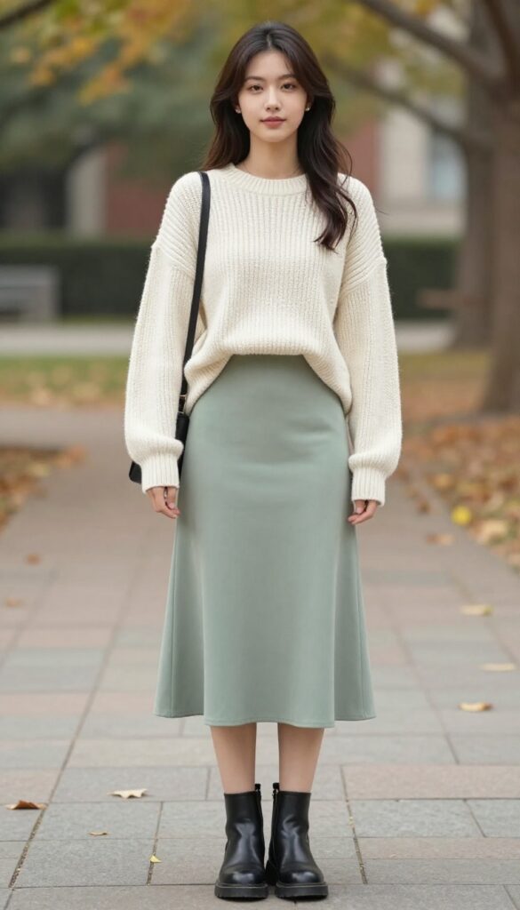 2. Slip Skirt with a Chunky Sweater