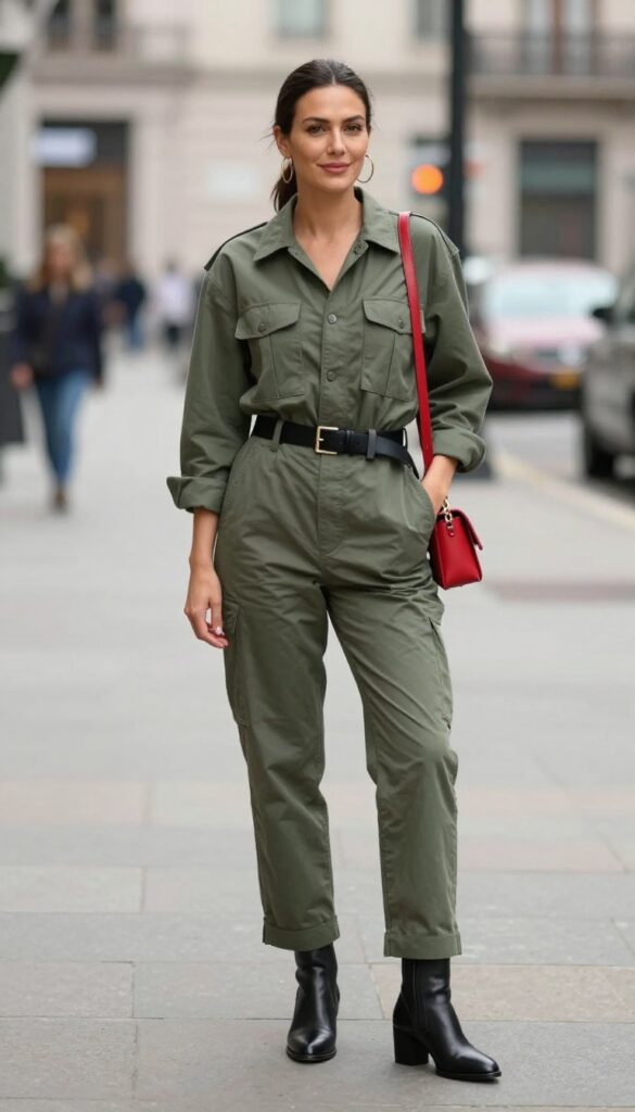 13. Jumpsuit & Heeled Boots