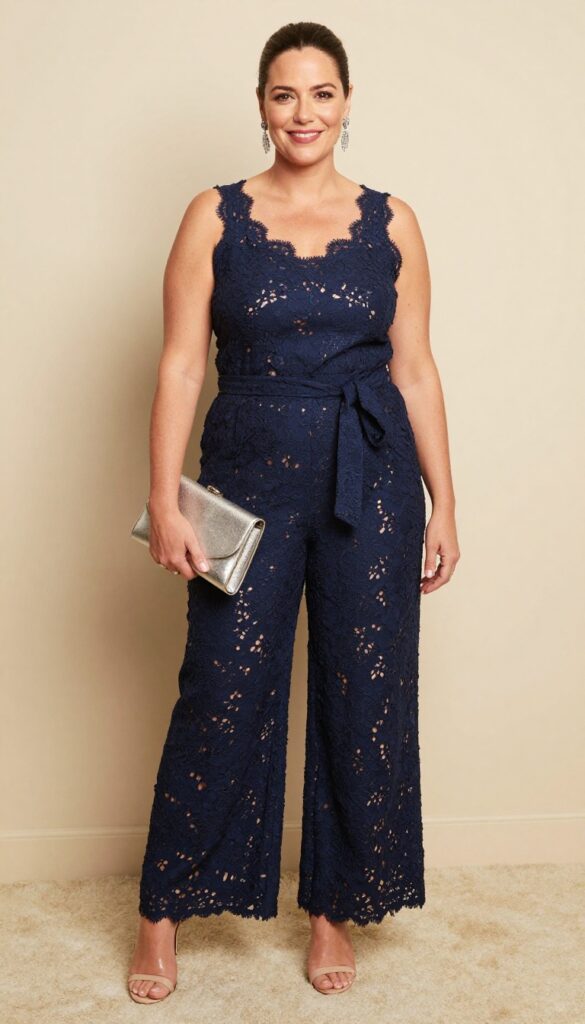 3. Lace Jumpsuit with Statement Earrings