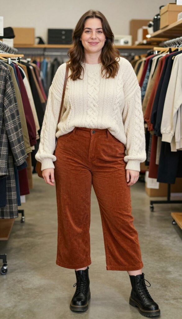 5. Corduroy Pants with a Chunky Sweater