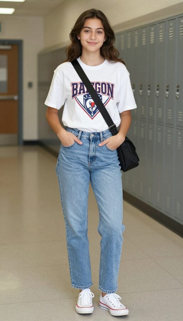 1. Classic Jeans and a Graphic Tee