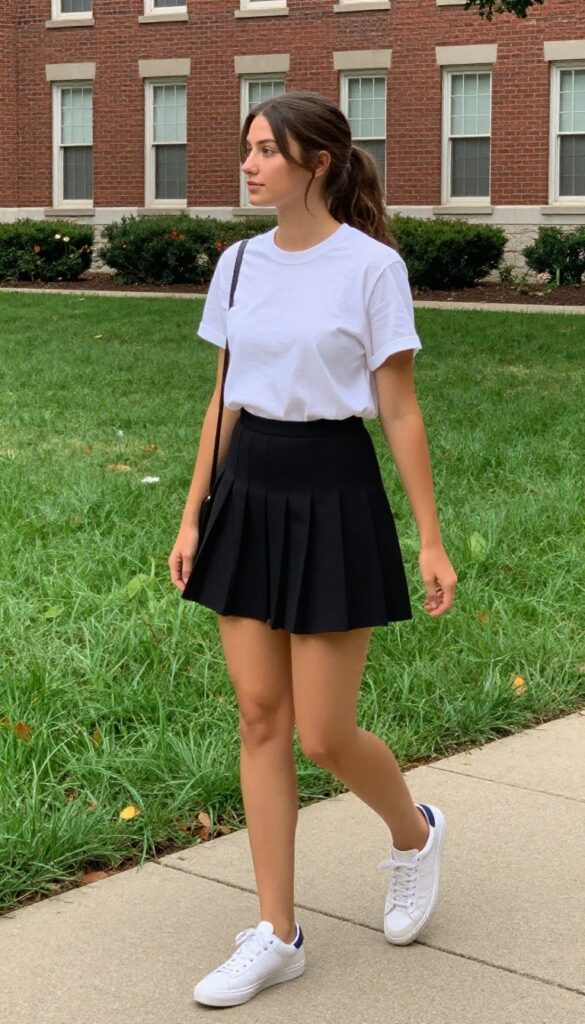 11. Pleated Skirt and a Graphic Tee