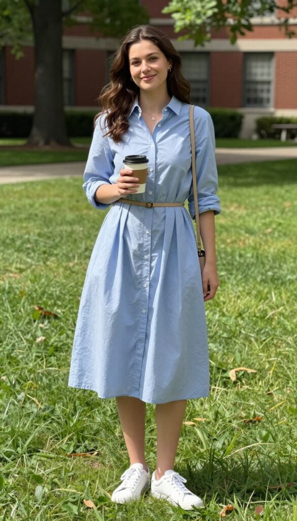 8. Shirt Dress with Sneakers
