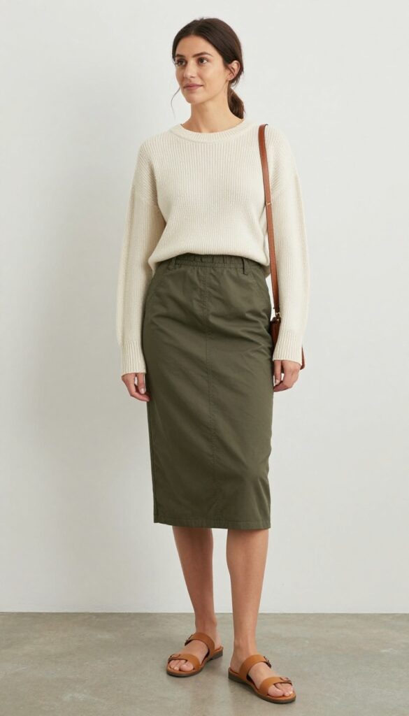 4. Midi Skirt with a Fitted Knit Top