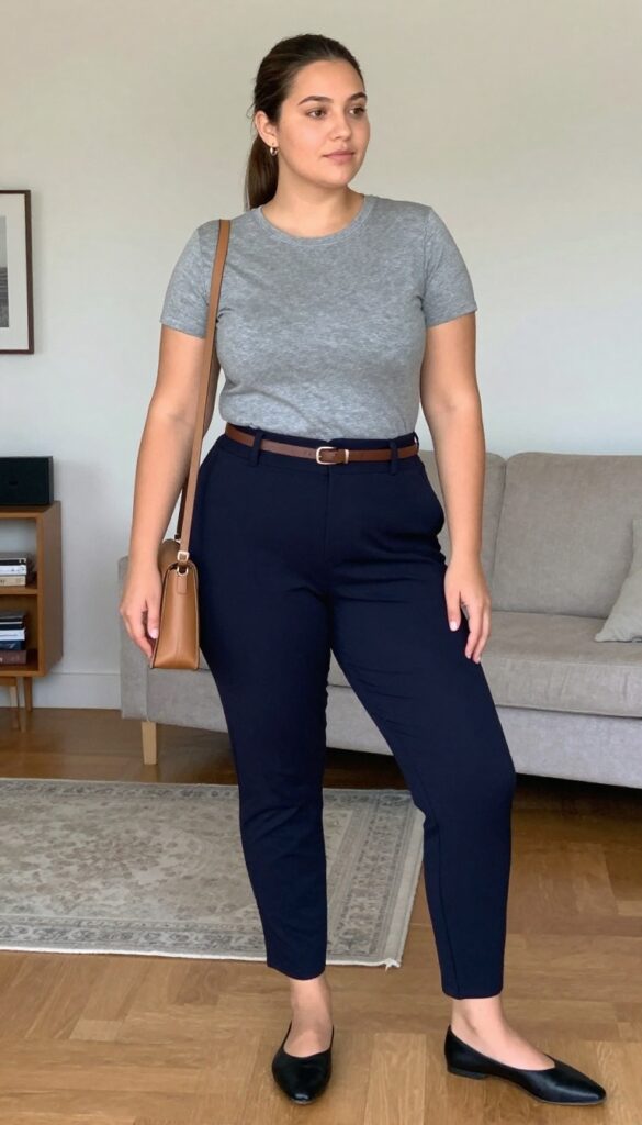 5. Ponte Pants + a Tunic Top + Ballet Flats