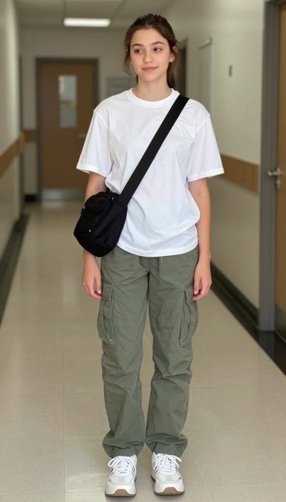 6. Layered Tees with Cargo Pants