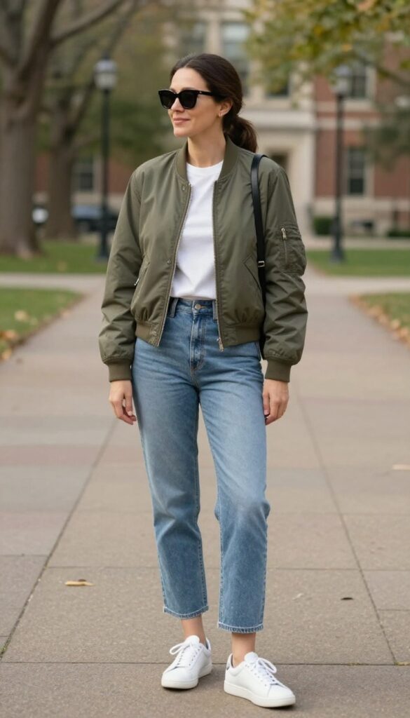 14. Bomber Jacket and Cropped Jeans