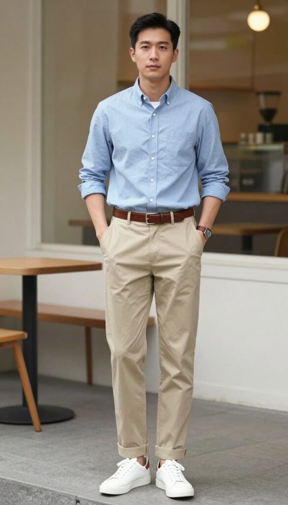 7. The Chambray Shirt With Khakis