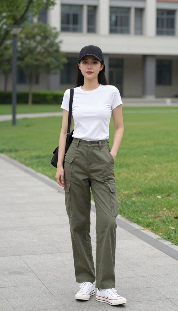 2. Cargo Pants and a Fitted Tee