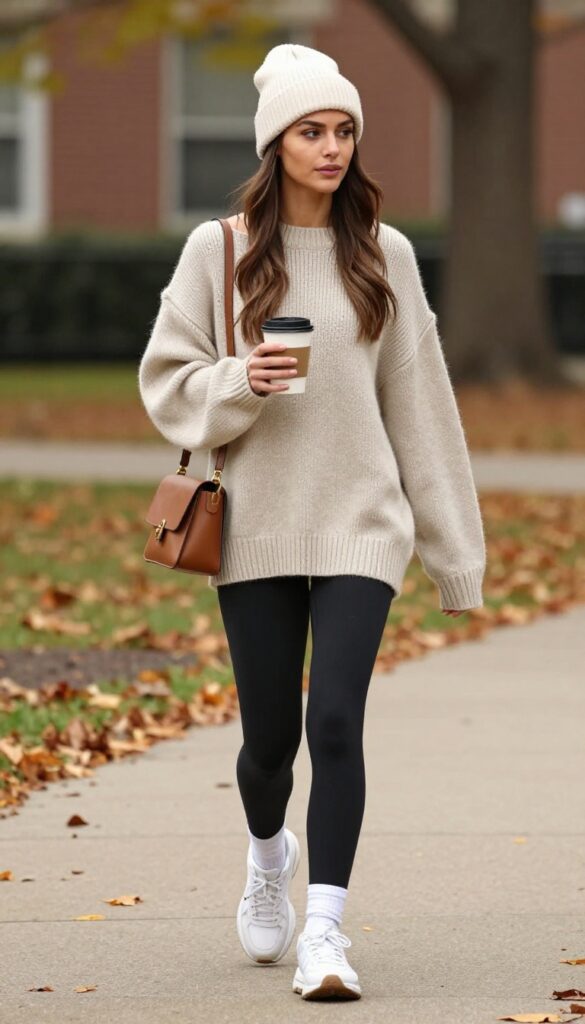 1. The Oversized Knit & Leggings Combo