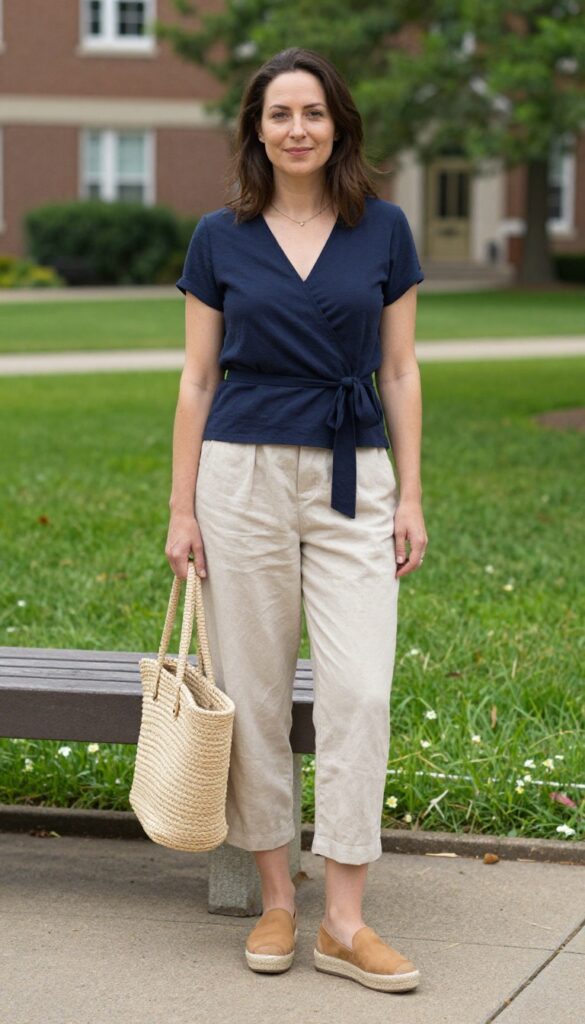8. The Wrap Top and Cropped Pants
