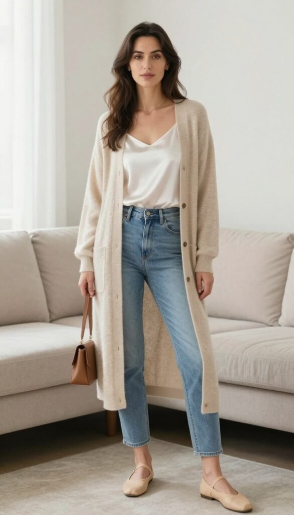8. Lightweight Cardigan over a Camisole