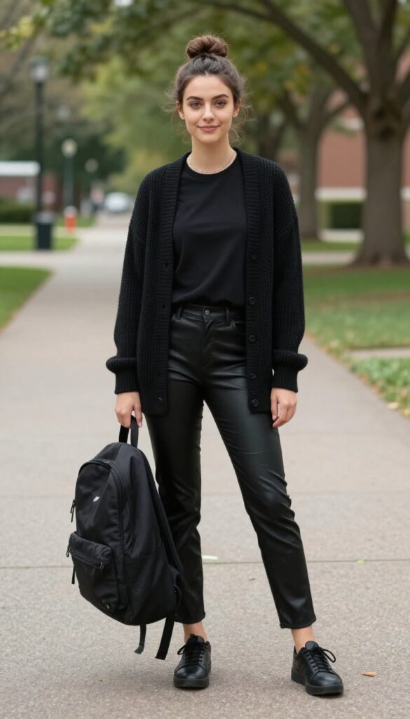 15. All-Black Outfit with Textures